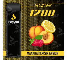 Электронная сигарета Фумари Подс Супер 1200 затяжек Малина Персик Лимон (Fumari Pods 1500 Super Raspberry Peach Lemon)
