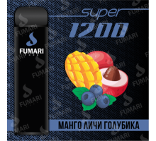 Электронная сигарета Фумари Подс Супер 1200 затяжек Манго Личи Голубика (Fumari Pods 1500 Super Mango Lychee Blueberry)